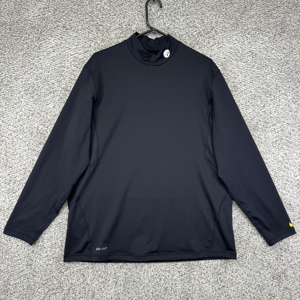 Pittsburgh Steelers Baselayer Compression Shirt Mens 2XL XXL Black Nike On Field